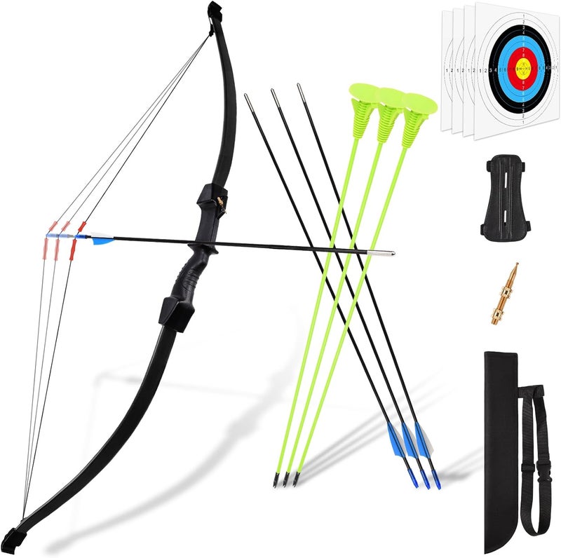 DAUPAN Kids Bow and Arrow Set, 45" Youth Bow and Arrow Archery Set, Bow and Arrow for Kids 8-12 12-14, Longbow Archery Set - Gift for Beginner Archers - Image 1